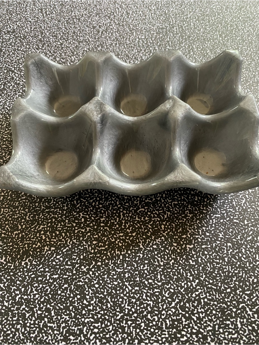 Gray Stoneware 6-Cup Egg Tray